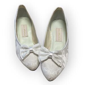 Vintage Jessica McClintock Fabric wedding evening bow shoes 7.5 EUC